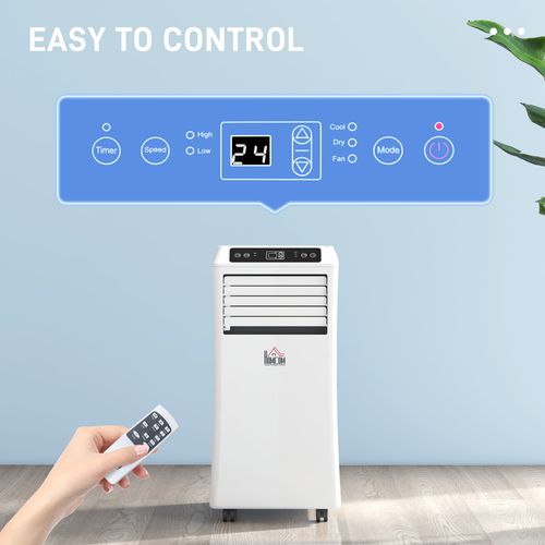 HOMCOM Mobile Air Conditioner W/ RC Cooling Sleeping Mode Portable White 1080W