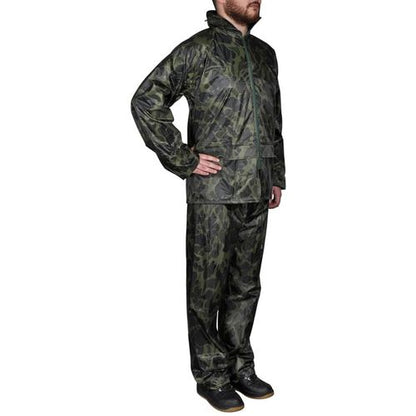 Men's Camo Print 2-Piece Rain Suit with Hood XXL