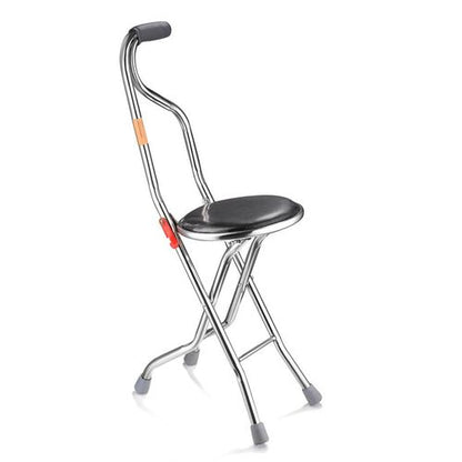Hold 187.4 Lbs Folding 2-in-1 Folding Cane Seat ,Thickening Travel Seat and Cane, Four-Leg Folding Walking Stick, Stainless Steel Lightweight Folding Mobility Aid
