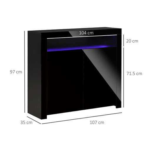 High Gloss LED Cabinet Cupboard Sideboard Console with RGB Lighting Black