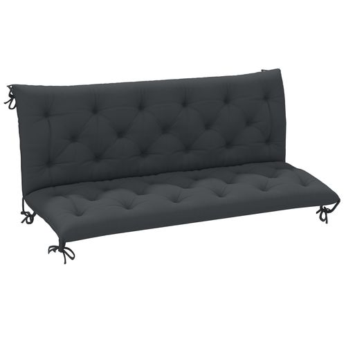 3 Seater Garden Bench Cushion Outdoor Seat Pad with Ties Black