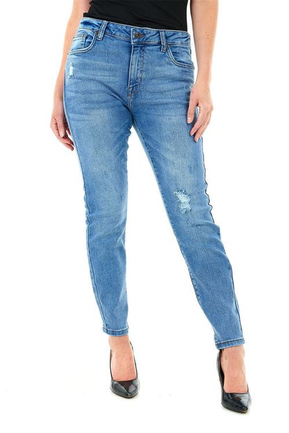 RIP KNEE SKINNY MID BLUE WASH 30