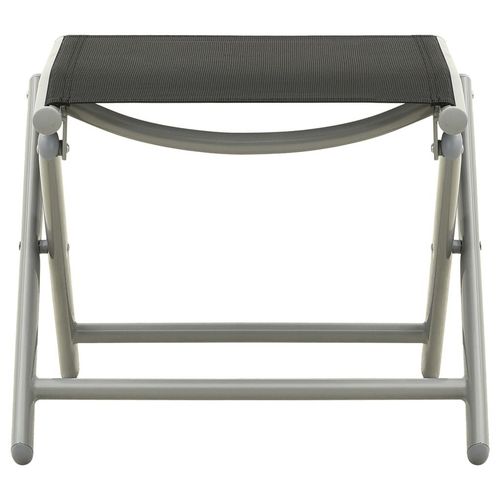 Folding Footrest Black and Silver Textilene and Aluminium