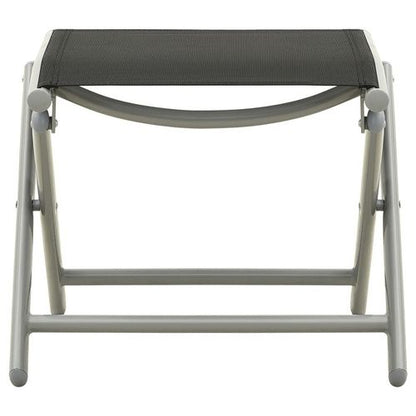 Folding Footrest Black and Silver Textilene and Aluminium