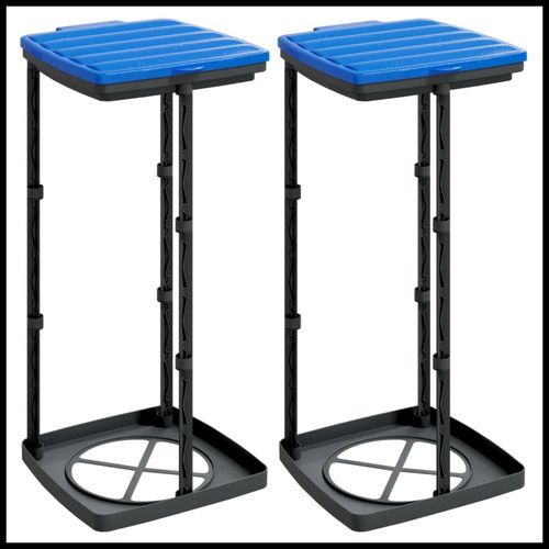 vidaXL Rubbish Bag Holders 2 pcs Black and Blue 60 L PP