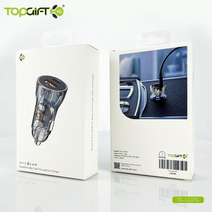 WYEFLUX Dual Port USB-C See-Through Car Charger